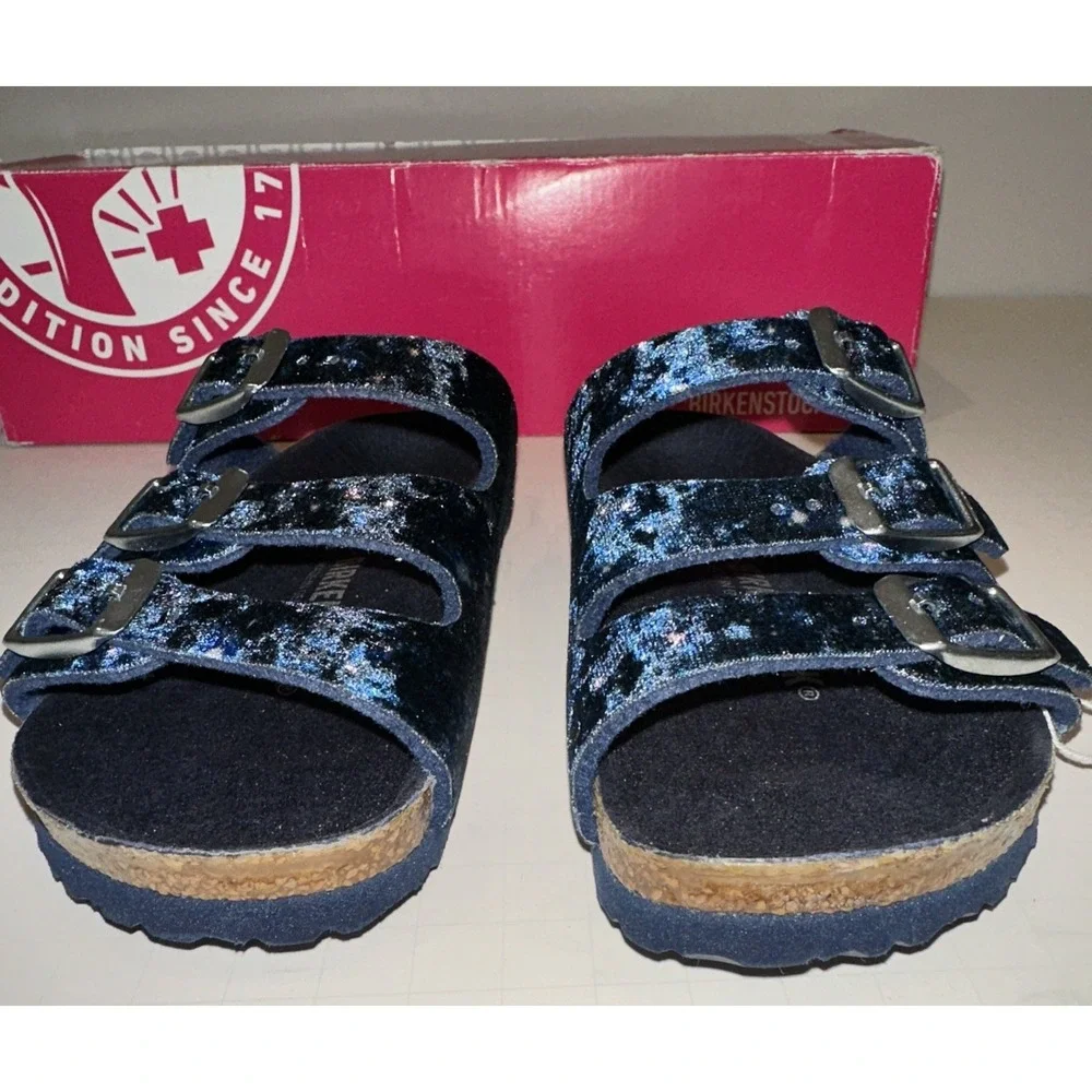 Birkenstock Kids EU 26 US 8 Florida Sandals Velvet Milky‎ Way Blue Narrow Fit